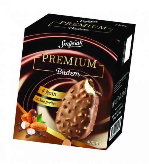 Sladoled premium box štapić badem 400 ml (4 x 100 ml) Smiješak - Akcija u trgovini NTL