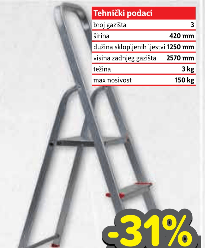 Aluminijske ljestve - Akcija u trgovini Plodine