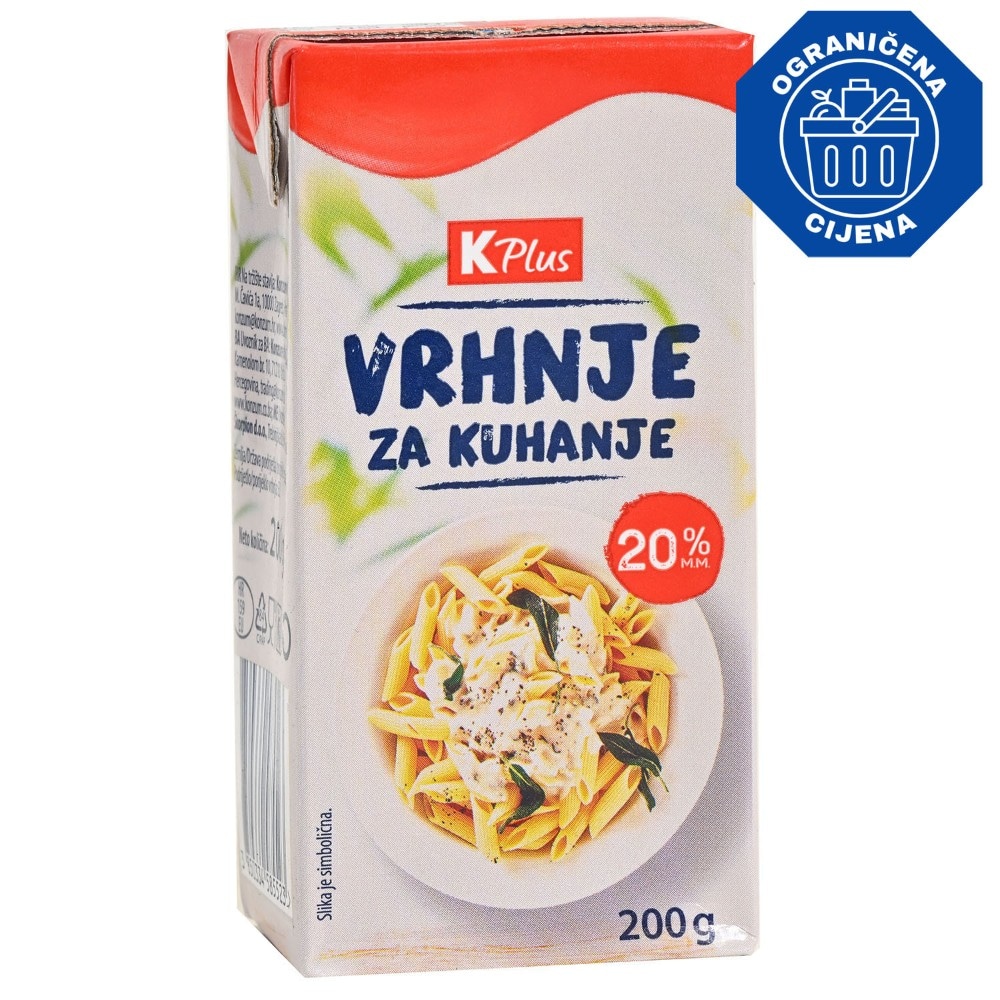 K Plus vrhnje za kuhanje 200 g Akcija u trgovini Konzum