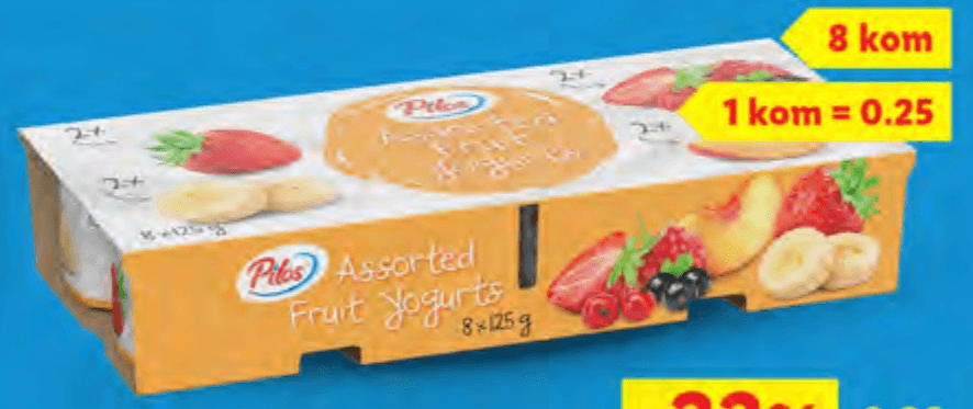 Pilos Voćni jogurt 8 x 125 g Akcija u trgovini Lidl