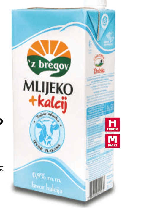 'z bregov Trajno mlijeko 2 L Vindija Akcija u trgovini Tommy