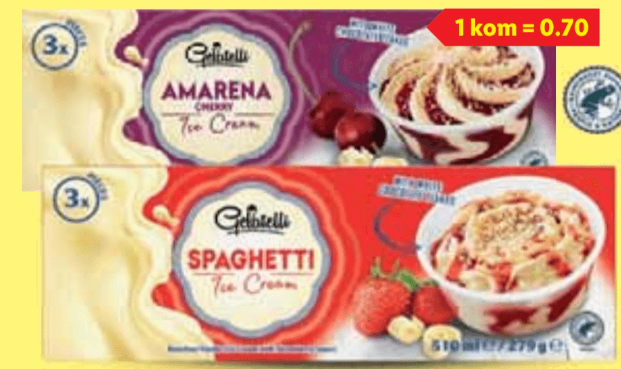 Gelatelli Sladoled u posudi 3 x 170 ml Akcija u trgovini Lidl