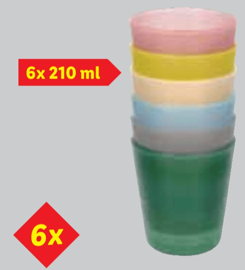 Silvercrest Plastično posuđe (čaše) 6x 210 ml - Akcija u trgovini Lidl