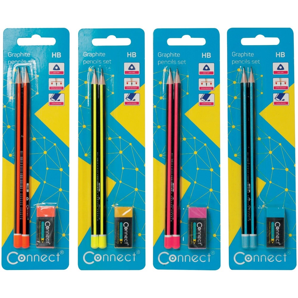 Connect školski set 2 grafitne olovke HB + gumica, pak Akcija u trgovini Konzum