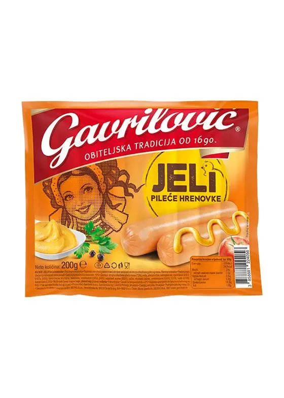 Gavrilović Jeli pileće hrenovke 200 g Akcija u trgovini Bakmaz