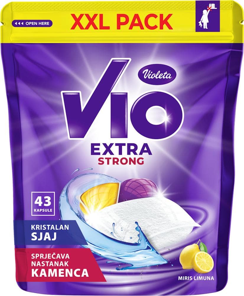 Vio Extra Strong Kapsule za strojno pranje posuđa 43 kom Akcija u trgovini Ribola