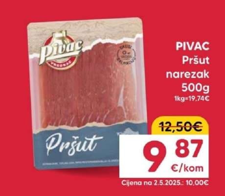 Pršut narezak Plvac 200 g Akcija u trgovini Konzum