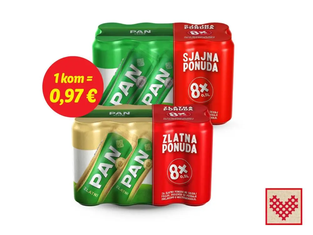 PAN svijetlo pivo 8 x 0.5 l Akcija u trgovini Lidl