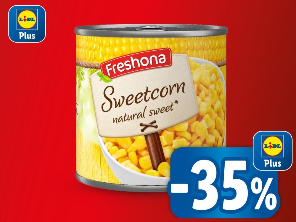 Freshona Slatki kukuruz u zrnu 285 g (ocijeđene mase) Akcija u trgovini Lidl