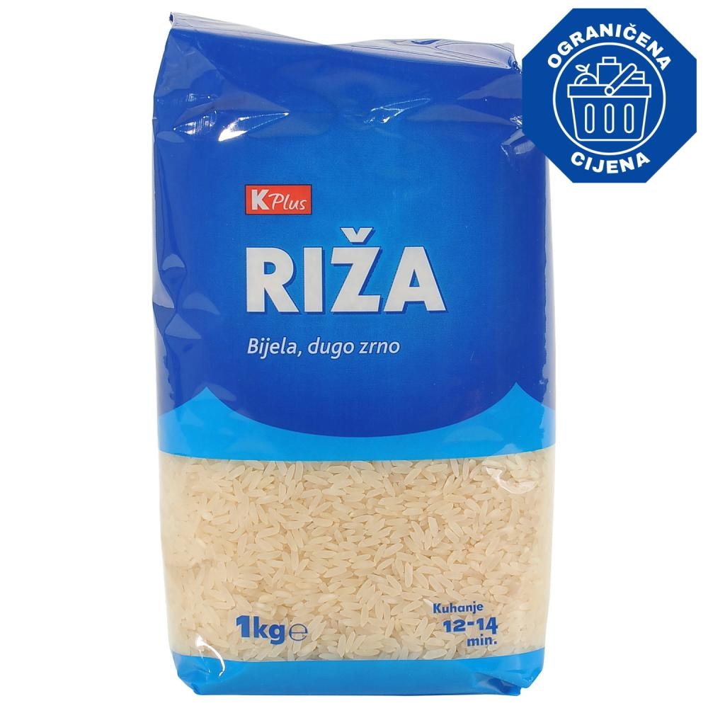 K Plus riža dugo zrno 1 kg Akcija u trgovini Konzum