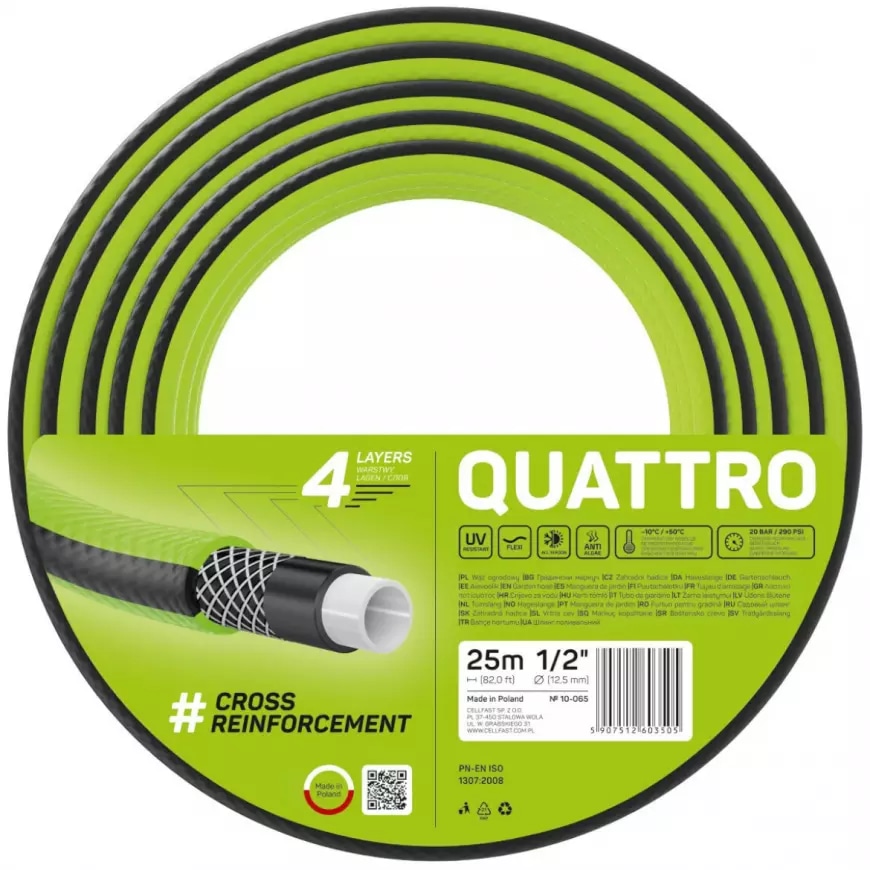 Quattro Vrtno crijevo 25 m, 4-slojno, promjer 1/2" - Akcija u trgovini Merkury