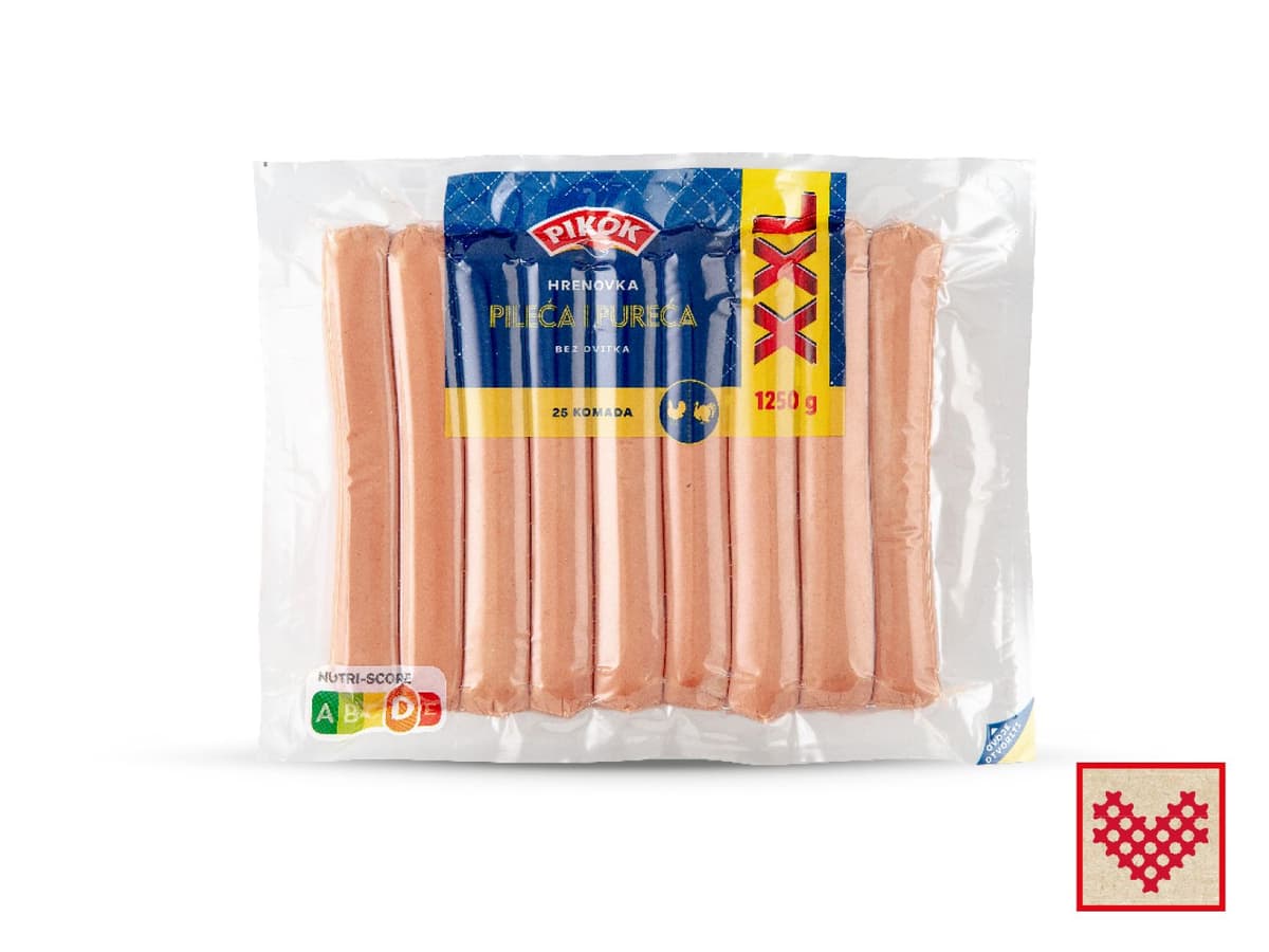 PIKOK Pileća i pureća hrenovka XXL 1250 g Akcija u trgovini Lidl