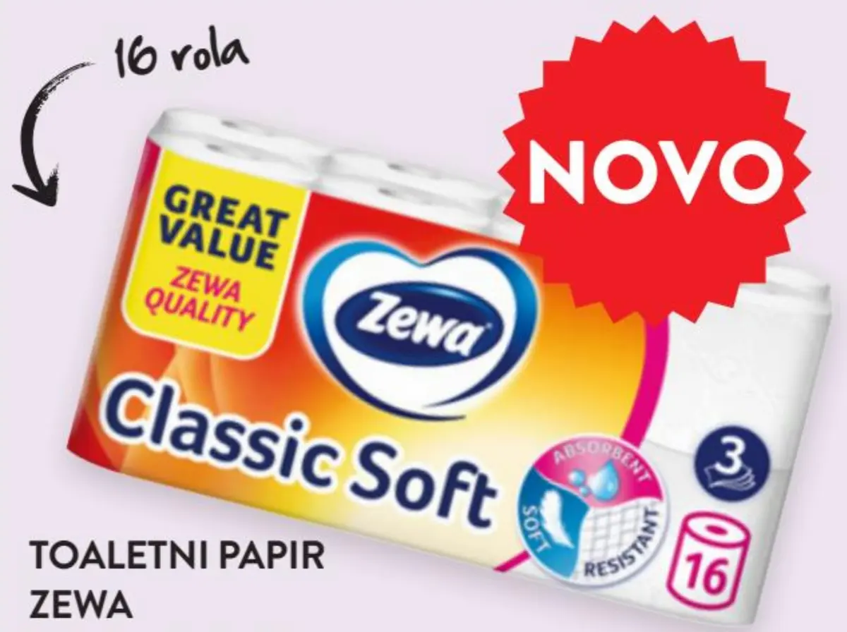 Toaletni papir Zewa 16 rola Akcija u trgovini Spar