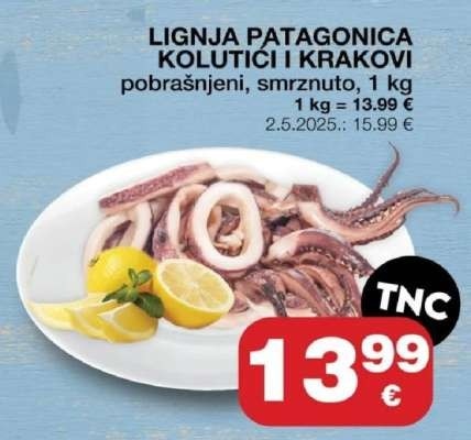 Lignja patagonica kolutici i krakovi 1 kg Akcija u trgovini Stanić Diskont