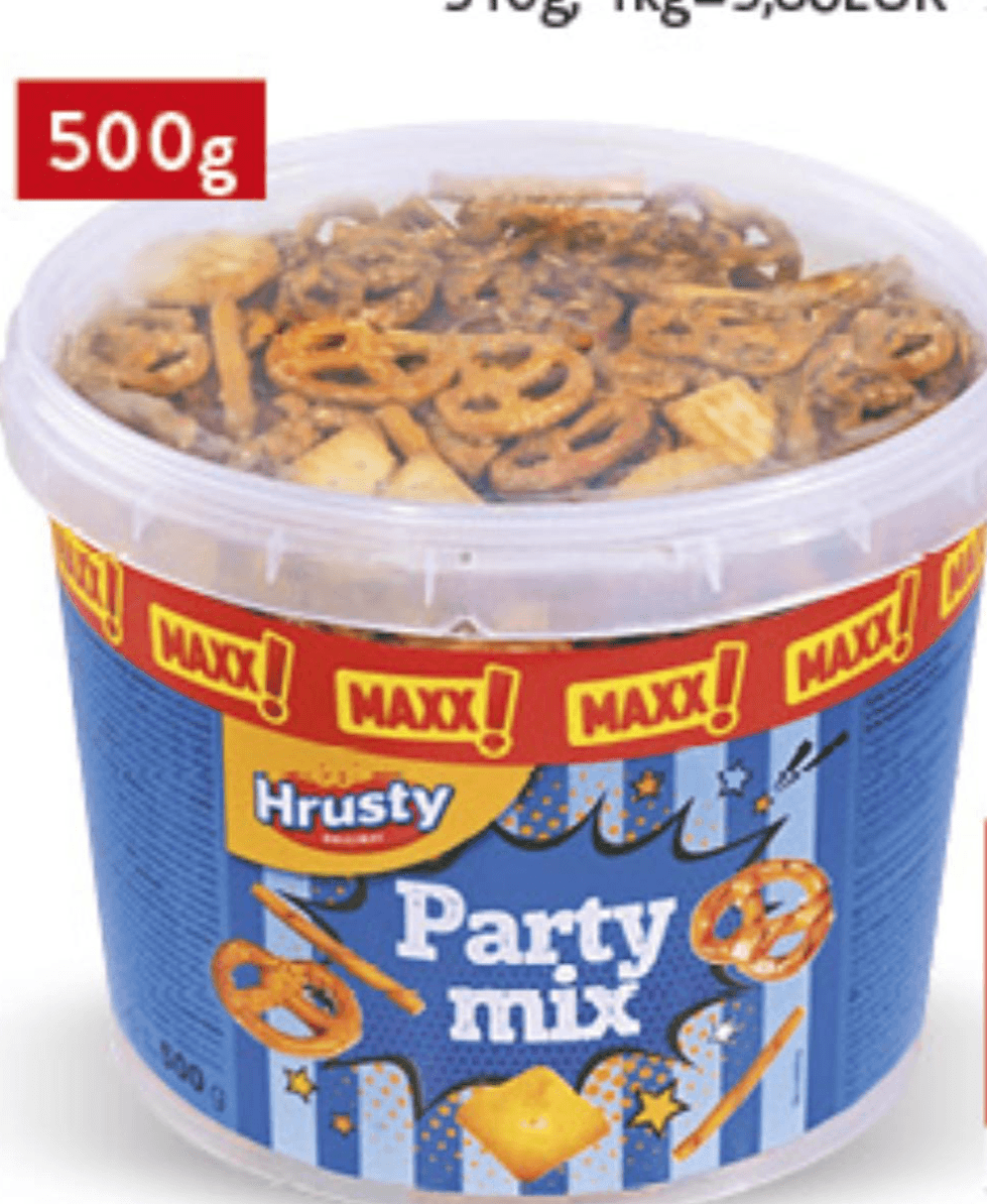 Hrusty Party mix 500 g Akcija u trgovini Konzum