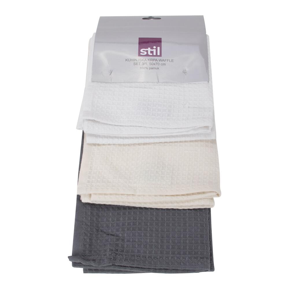 Kuhinjska krpa WAFFLE set 3/1, 50 x 70 cm stil - Akcija u trgovini Pevex