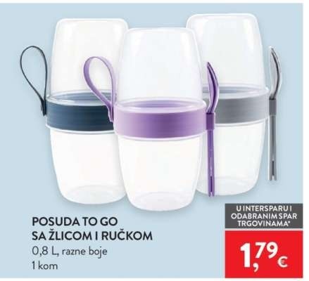 Posuda To Go sa žlicom i ručkom 0,8 L Akcija u trgovini Spar