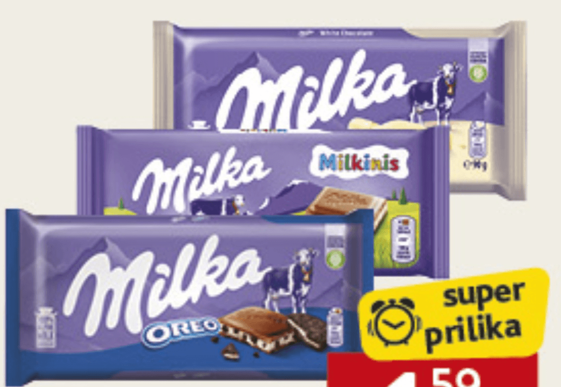 Milka čokolada 87,5g-100g - Akcija u trgovini Konzum