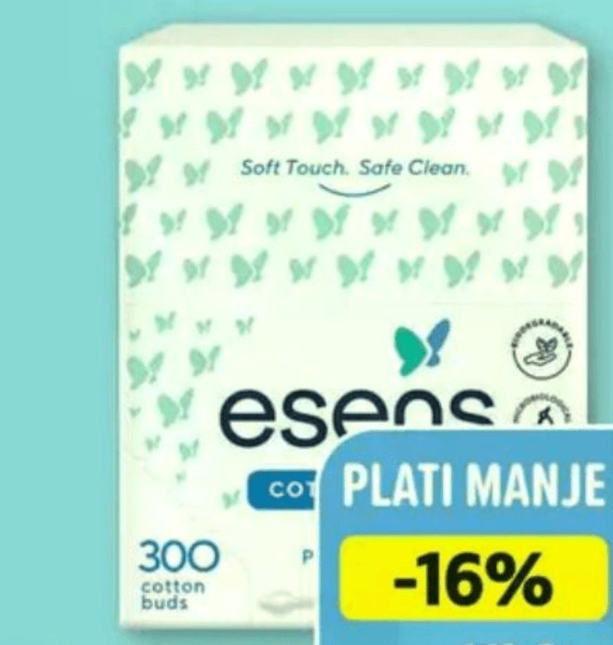 Esens štapići za uši 300 komada Akcija u trgovini Plodine