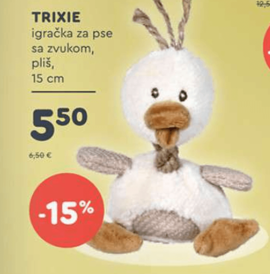 TRIXIE igračka za pse sa zvukom, pliš 15 cm - Akcija u trgovini Zoo City