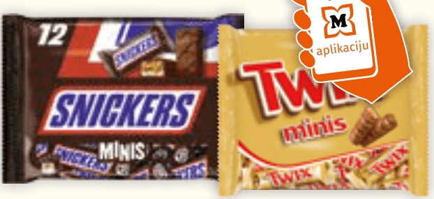 Mars Twix Minis ili Snickers Minis 227 g Akcija u trgovini Mueller
