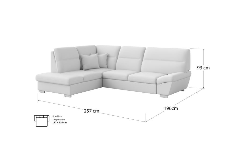 Tempro kutna garnitura 257 x 196 x 93 cm Akcija u trgovini Prima