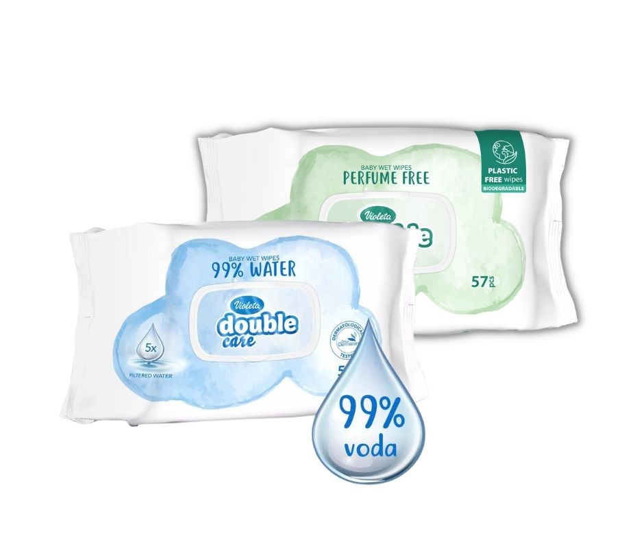 Violeta Double Care Baby Wet Wipes 99% Water 3x168 kom Akcija u trgovini Bipa