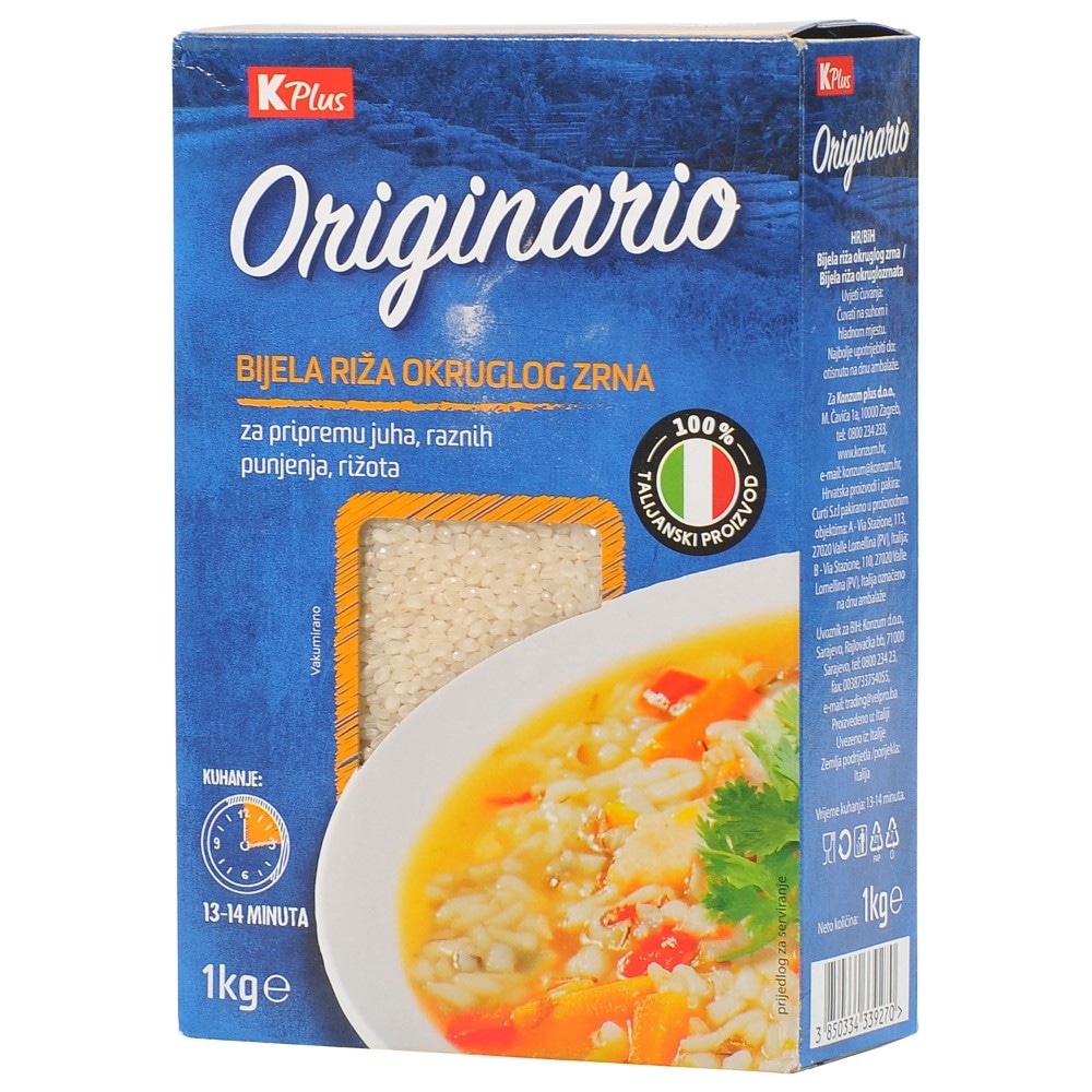 K Plus Originario riža 1 kg Akcija u trgovini Konzum