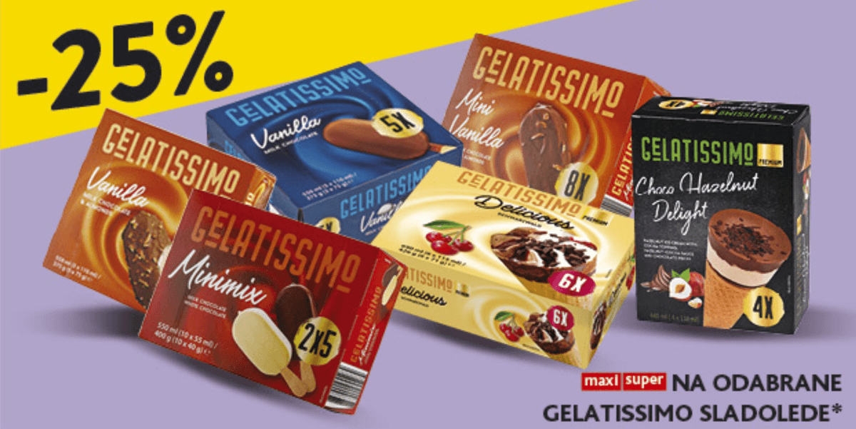 Gelatissimo sladoled 1.65L - Akcija u trgovini Konzum