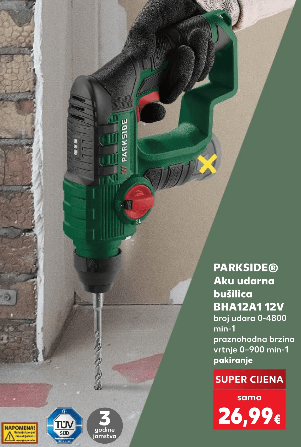 PARKSIDE® Aku udarna bušilica 1 pakiranje - Akcija u trgovini Kaufland