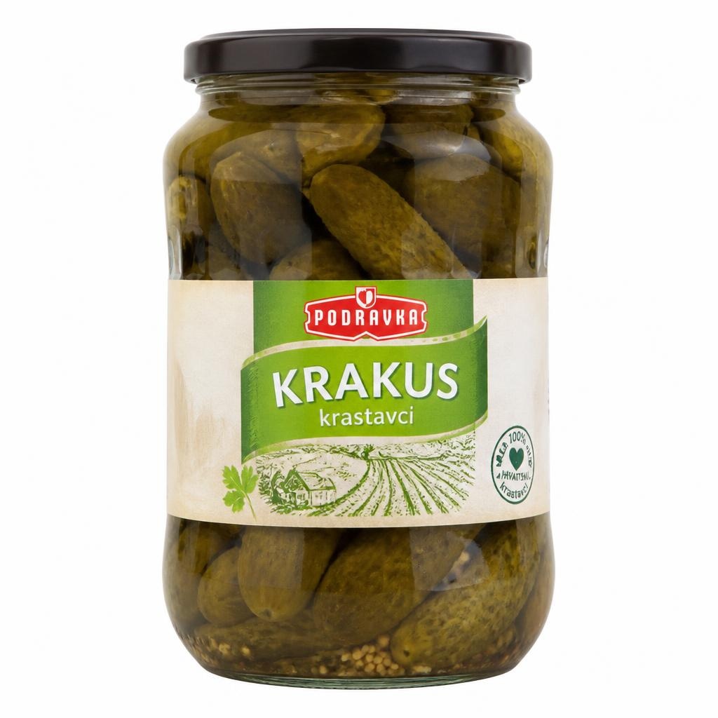 Podravka Krakus krastavci 330 g Akcija u trgovini Bakmaz