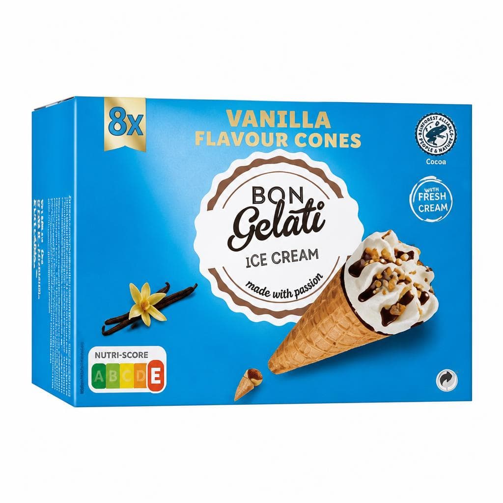 Bon Gelati Sladoled u kornetu XXL 8 x 120 ml Akcija u trgovini Lidl