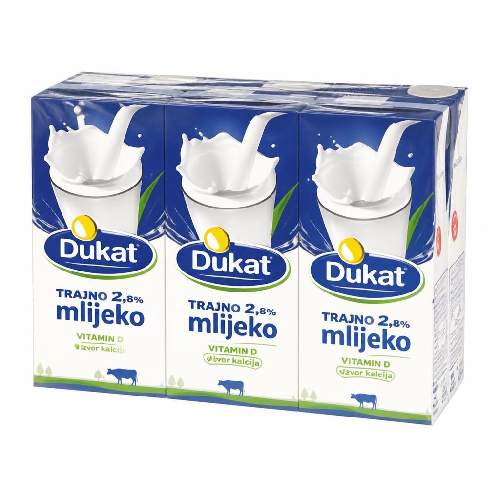 Dukat Mlijeko trajno 2,8% m.m. 6 x 1 l Akcija u trgovini NTL