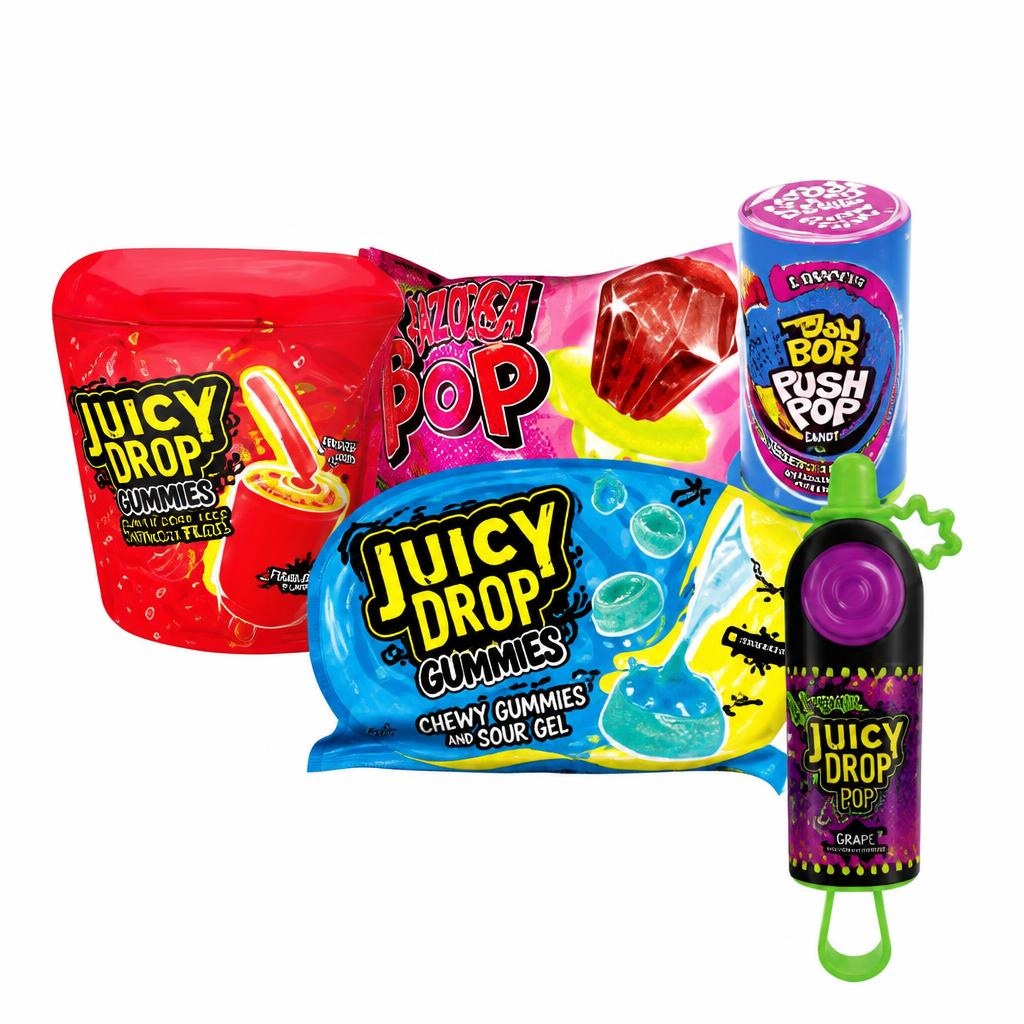 Odabrani asortiman bombona i lizalica Juicy Drop i Bazooka Juicy Drop, Bazooka - Akcija u trgovini Ribola