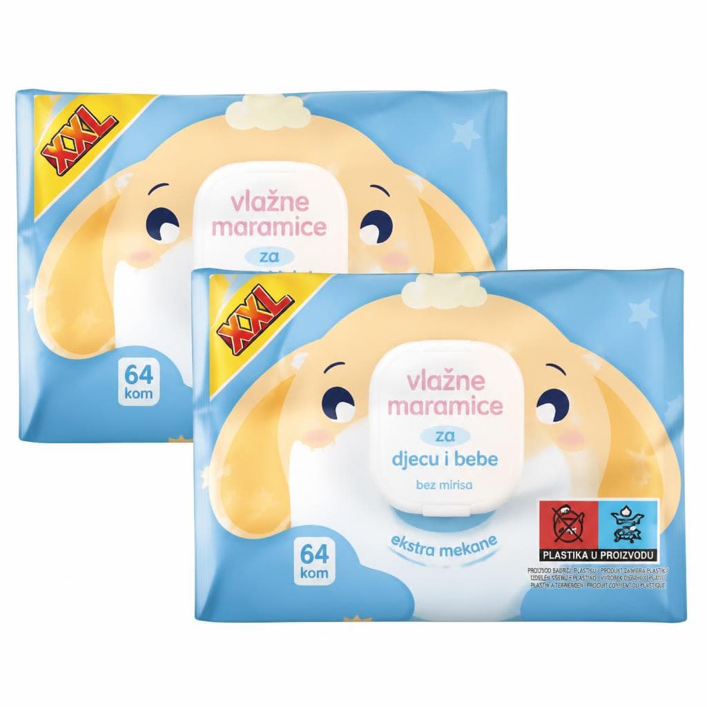 Baby vlažne maramice XXL 2 x 64 listića Akcija u trgovini Lidl