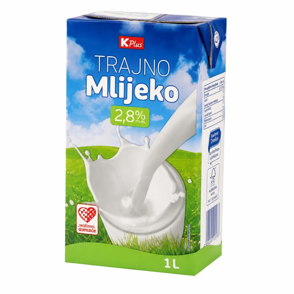 K Plus Trajno mlijeko 1 L Akcija u trgovini Konzum