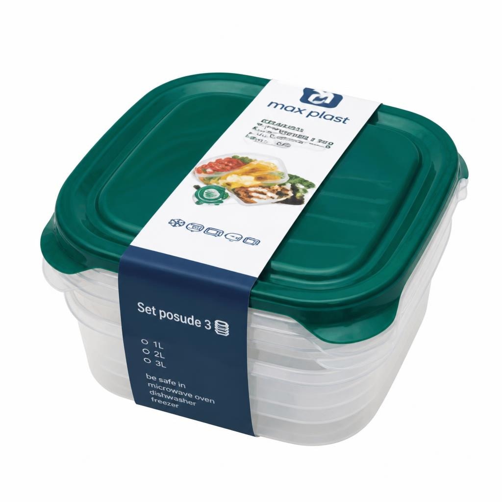 Set posude četvrtaste 1 set (1L, 2L, 3L) Akcija u trgovini NTL