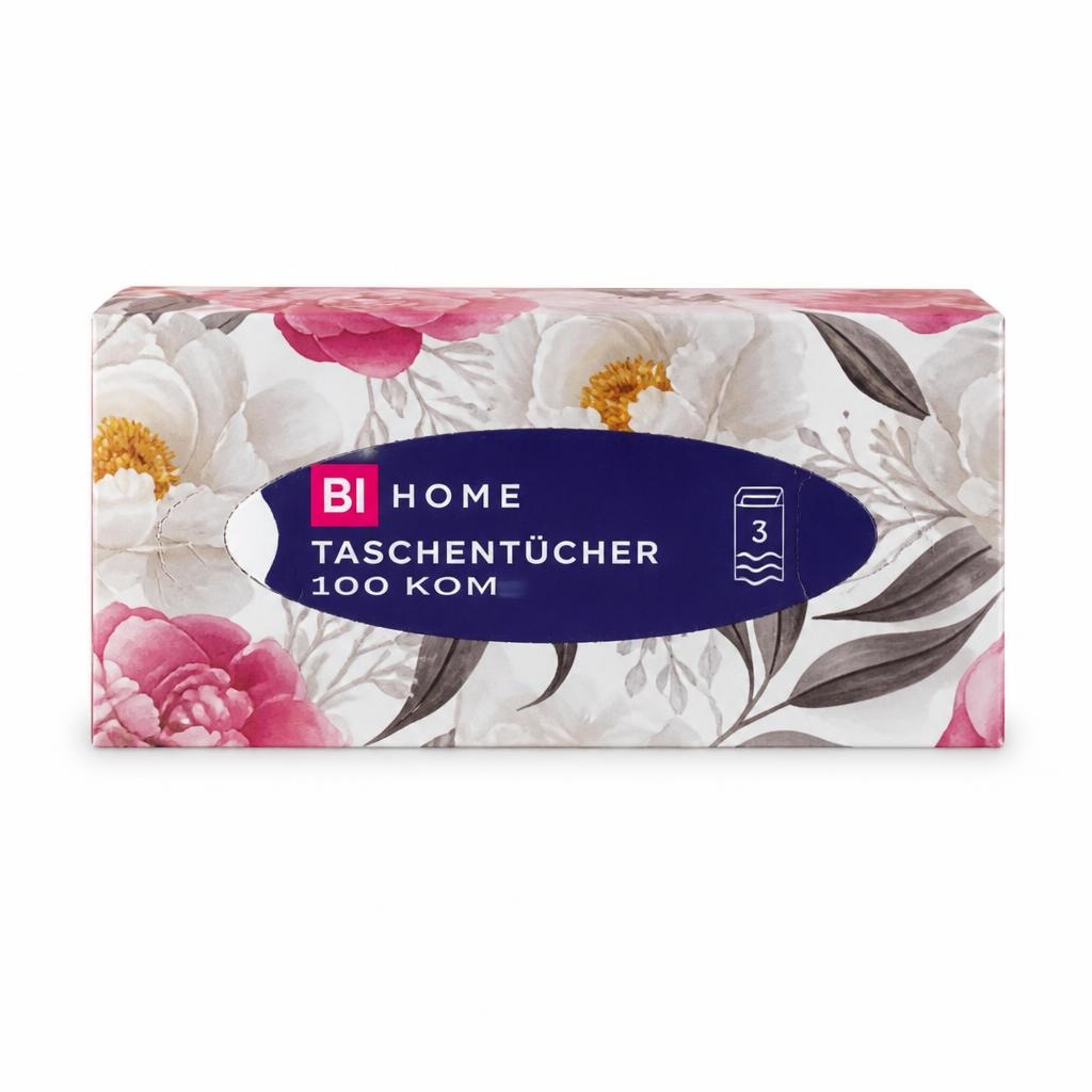 BI HOME Papirnate maramice box, božur 100 kom Akcija u trgovini Bipa
