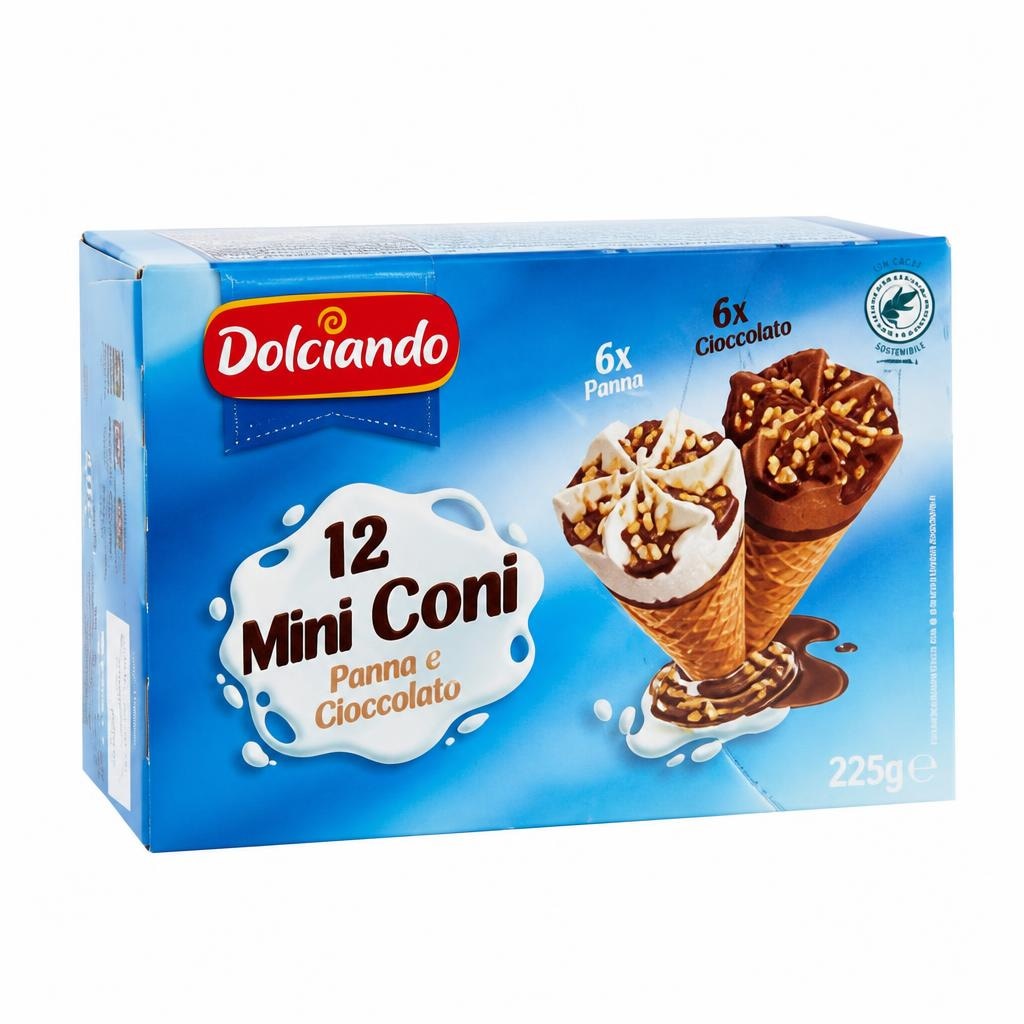 Mini korneti šlag i čokolada 12 kom, 225 g Dolciando - Akcija u trgovini Eurospin