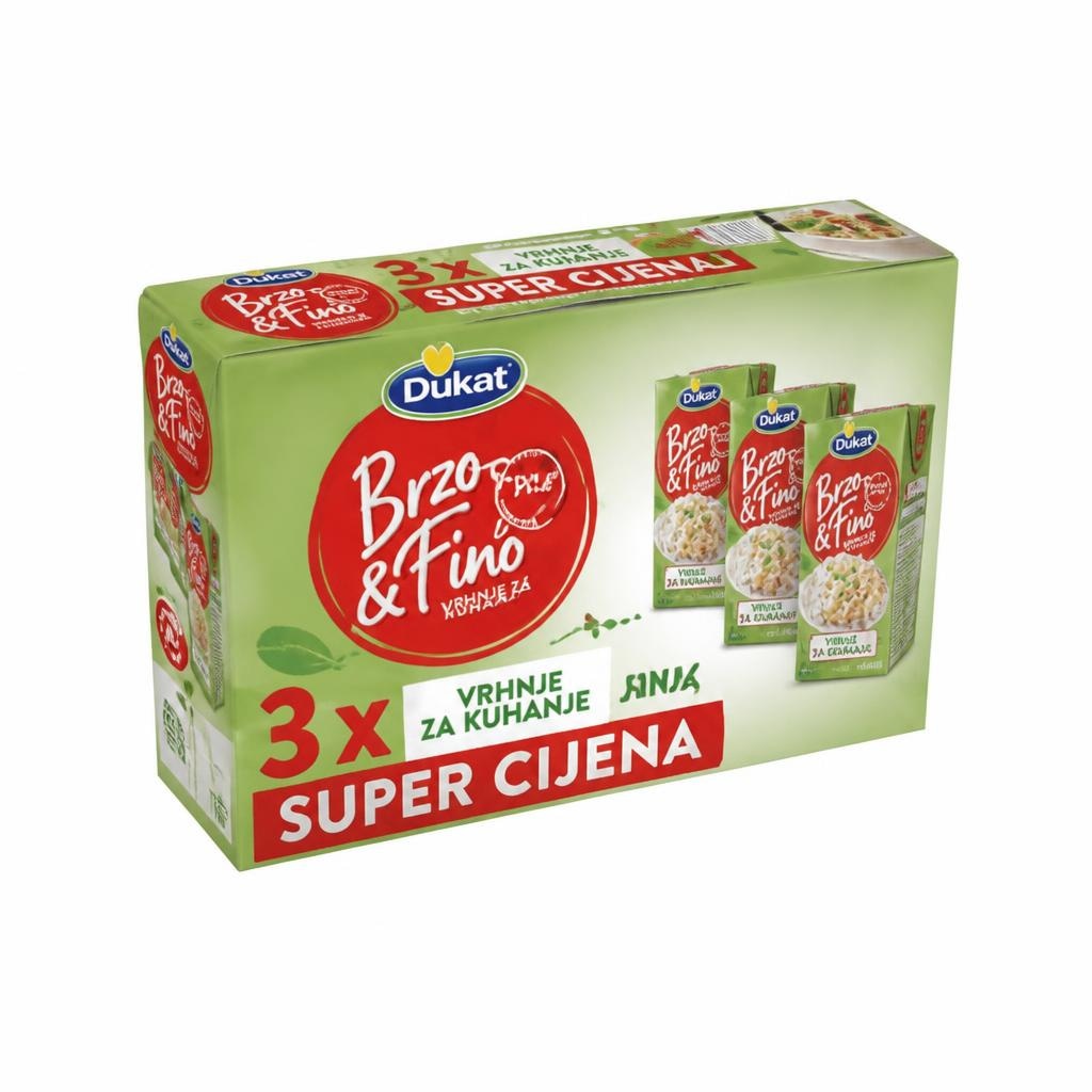 Dukat Brzo&Fino vrhnje za kuhanje 3 x 200 g Akcija u trgovini Spar
