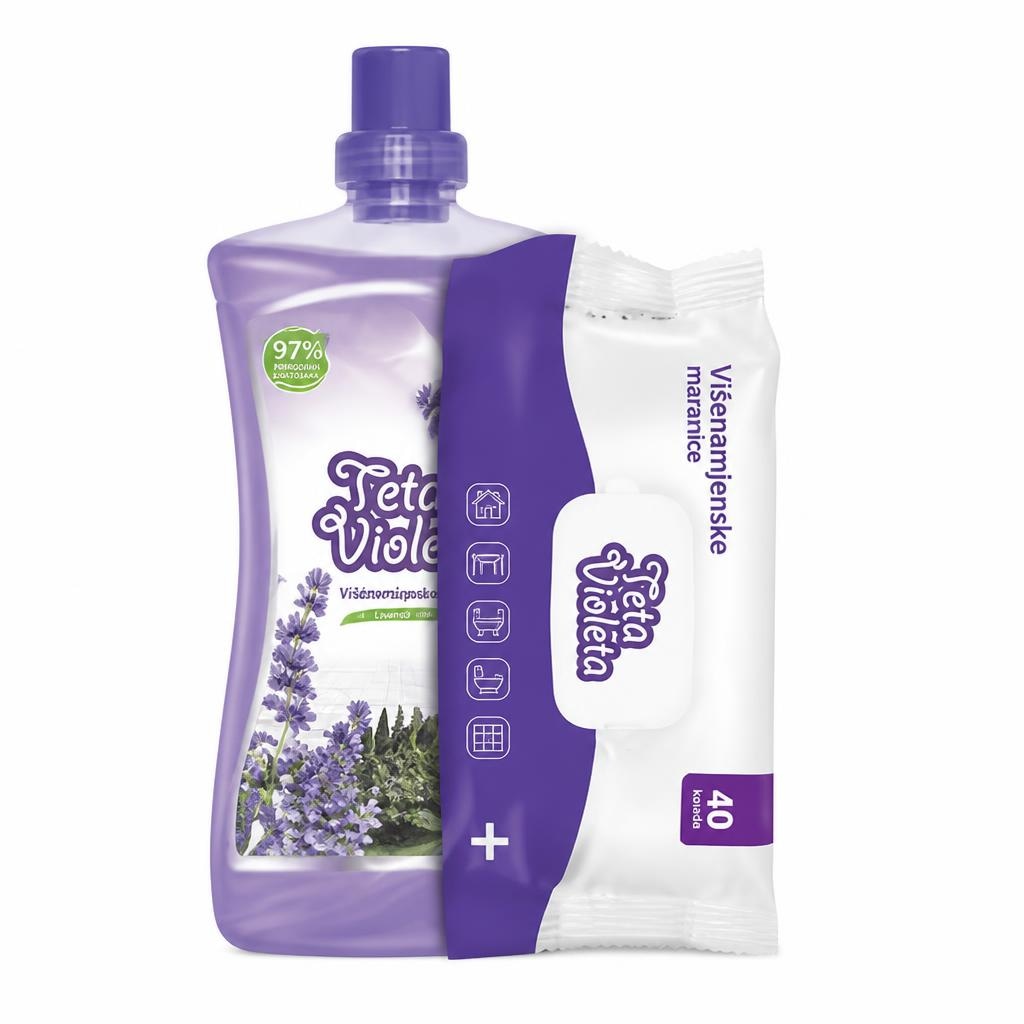 Sredstvo Teta Violeta za podove + višenamjenske maramice 56 kom Akcija u trgovini Bakmaz