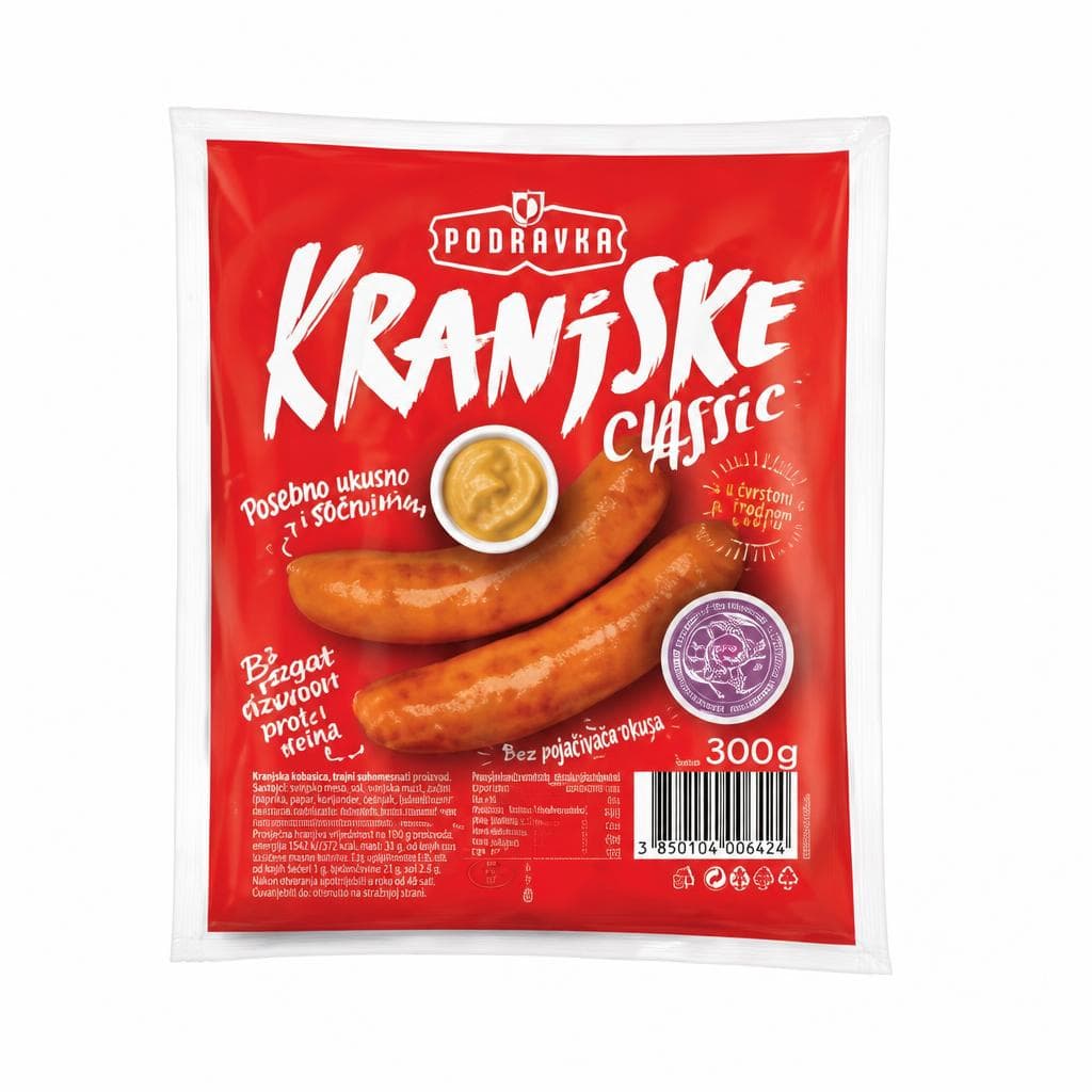 PODRAVKA Kranjske kobasice 300 g Akcija u trgovini Ribola