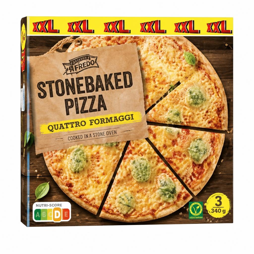Trattoria Alfredo Pizza 4 vrste sira XXL 3 x 340 g - Akcija u trgovini Lidl