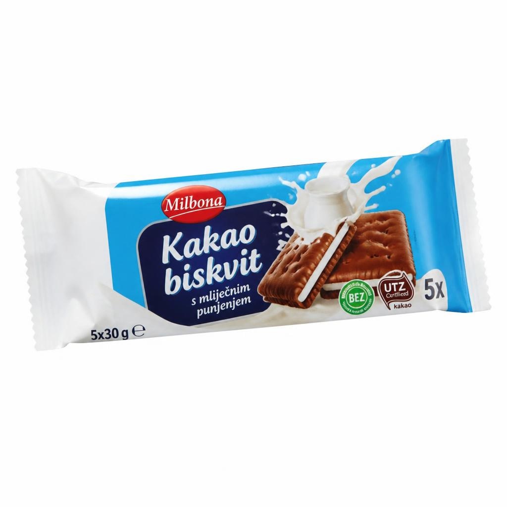 Milbona Kakao biskvit s mliječnim punjenjem 5 x 30 g Akcija u trgovini Lidl