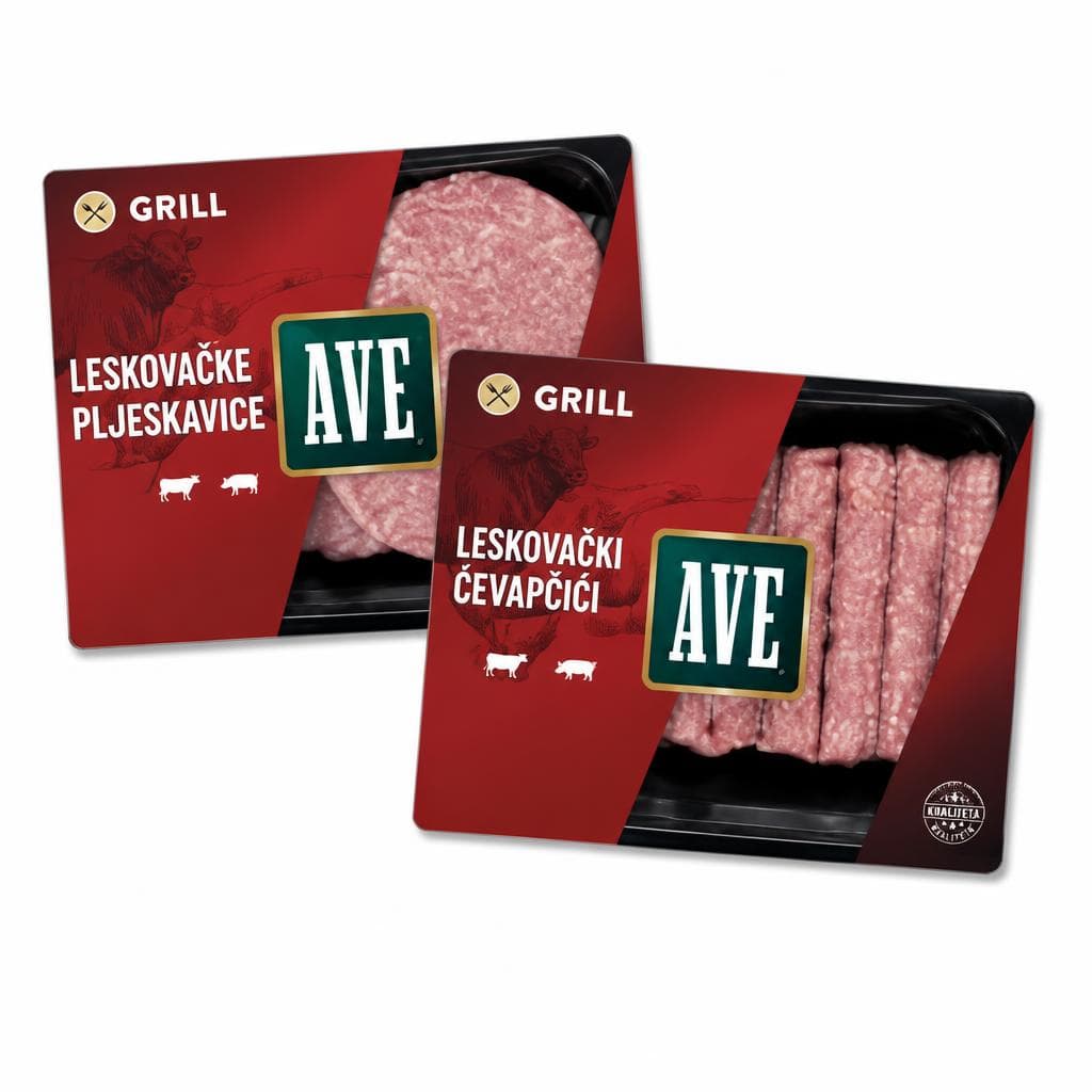 Leskovački ćevapi ili pljeskavica 480 g AVE Akcija u trgovini Spar