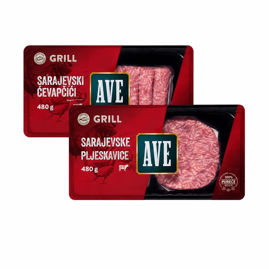 Sarajevski ćevapi ili pljeskavice 480 g AVE Akcija u trgovini Spar