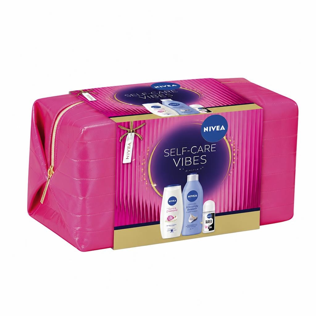 Nivea Self-Care Set kozmetička torbica + gel za tuširanje, 250ml + mlijeko za tijelo, 400ml, + roll on, 50ml Akcija u trgovini Konzum