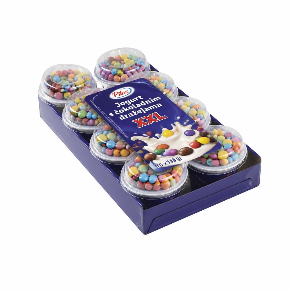 Pilos Jogurt s čokoladnim dražejama XXL 10 x 135 g Akcija u trgovini Lidl