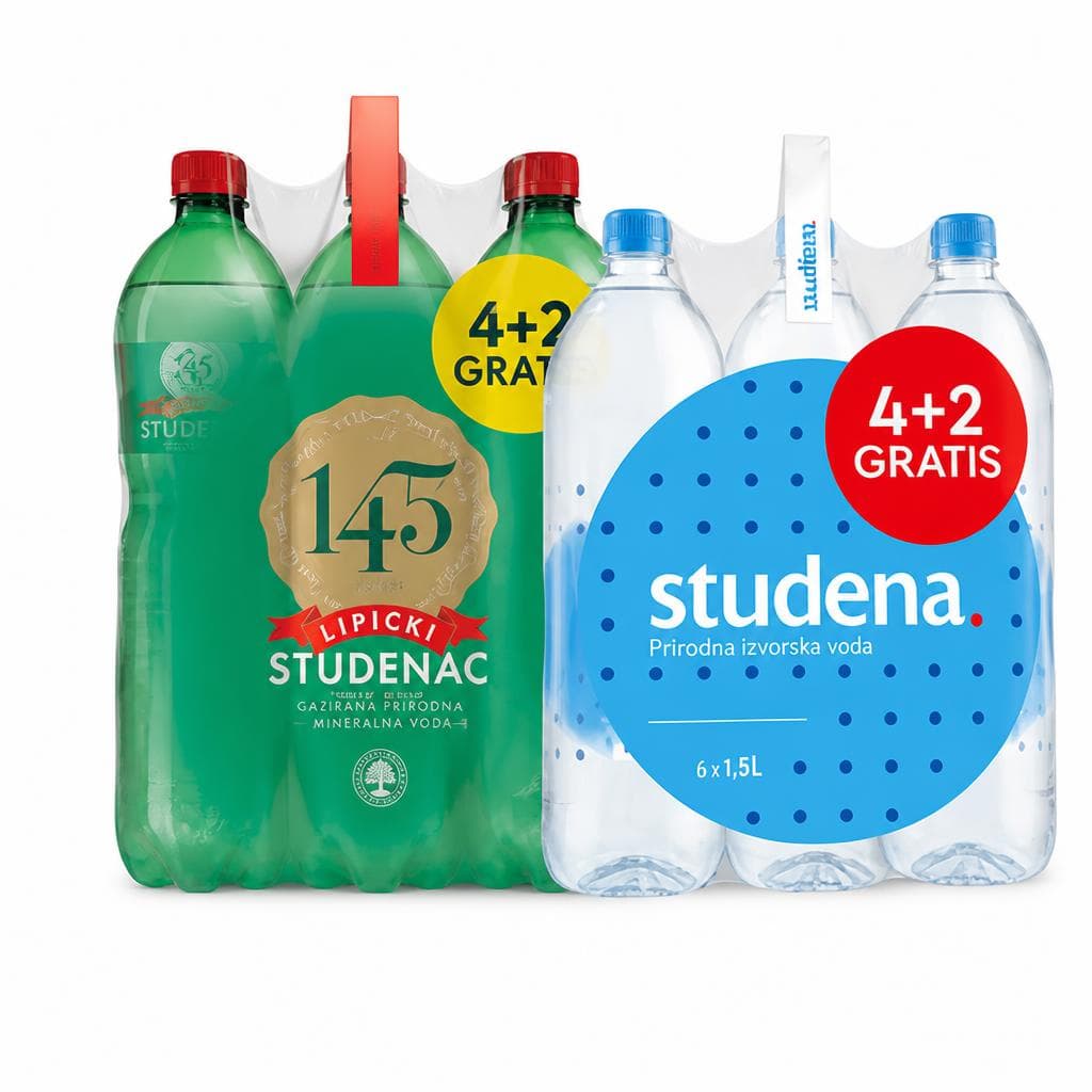 Prirodna izvorska negazirana voda Studena ili mineralna gazirana voda Studenac 1,5 l Studena / Studenac Akcija u trgovini KTC