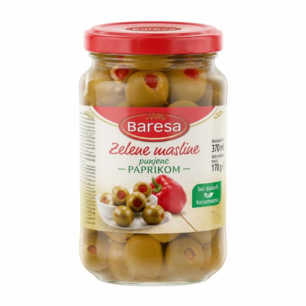Baresa zelene masline punjene paprikom 370 ml Akcija u trgovini Lidl